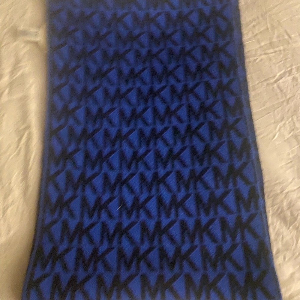 Michael Kors Blue and Black Logo Scarf